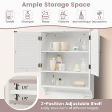 Load image into Gallery viewer, White Wall-Mounted Bathroom Storage Medicine Cabinet with Louver Doors