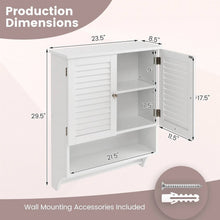 Load image into Gallery viewer, White Wall-Mounted Bathroom Storage Medicine Cabinet with Louver Doors