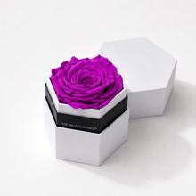 Load image into Gallery viewer, One in a Million™ White Hexagon Box | Bright Purple Rose