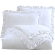 Load image into Gallery viewer, King Size White Ruffled Edge Microfiber Comforter Set