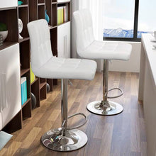 Load image into Gallery viewer, Set of 2- White Faux Leather Barstool with Low Back Swivel Seat