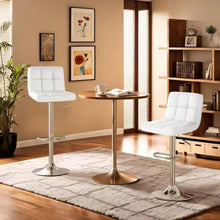 Load image into Gallery viewer, Set of 2- White Faux Leather Barstool with Low Back Swivel Seat