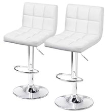 Load image into Gallery viewer, Set of 2- White Faux Leather Barstool with Low Back Swivel Seat