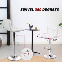 Load image into Gallery viewer, Set of 2- White Faux Leather Barstool with Low Back Swivel Seat
