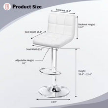 Load image into Gallery viewer, Set of 2- White Faux Leather Barstool with Low Back Swivel Seat