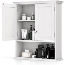 Load image into Gallery viewer, Wall Mounted Bathroom Medicine Cabinet with Open Storage Shelf in White