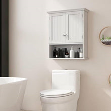 Load image into Gallery viewer, Wall Mounted Bathroom Medicine Cabinet with Open Storage Shelf in White