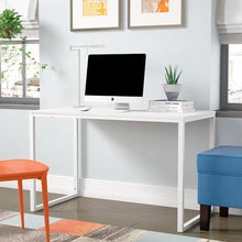 Load image into Gallery viewer, Modern Home Office Desk with White Metal Frame and Wood Top