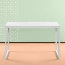 Load image into Gallery viewer, Modern Home Office Desk with White Metal Frame and Wood Top