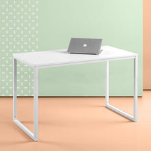 Load image into Gallery viewer, Modern Home Office Desk with White Metal Frame and Wood Top