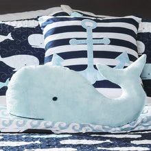 Load image into Gallery viewer, Full/Queen 5 Piece Bed In A Bag Navy Teal Microfiber Waves Whales Quilt Set