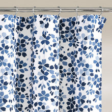 Load image into Gallery viewer, 72-inch White Navy and Light Blue Floral Vines and Flowers Shower Curtain