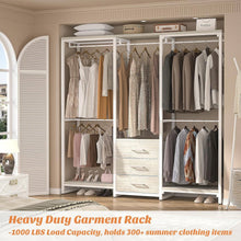 Load image into Gallery viewer, Heavy Duty White Metal Freestanding Garment Rack Closet Wardrobe with 3 Drawers