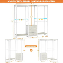 Load image into Gallery viewer, Heavy Duty White Metal Freestanding Garment Rack Closet Wardrobe with 3 Drawers