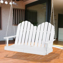 Load image into Gallery viewer, White Solid Wood 2-Seater Hanging Patio Porch Swing