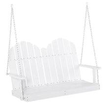 Load image into Gallery viewer, White Solid Wood 2-Seater Hanging Patio Porch Swing