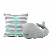 Load image into Gallery viewer, Full/Queen 5 Piece Microfiber Quilt Set in Teal Pink Aqua Waves Whale Pattern