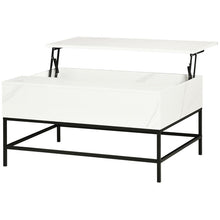 Load image into Gallery viewer, Modern White Lift Top Coffee Table w/ Hidden Storage Black Metal Legs