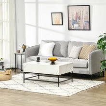 Load image into Gallery viewer, Modern White Lift Top Coffee Table w/ Hidden Storage Black Metal Legs