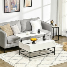 Load image into Gallery viewer, Modern White Lift Top Coffee Table w/ Hidden Storage Black Metal Legs