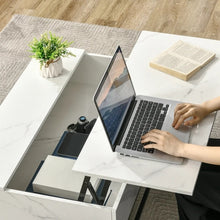 Load image into Gallery viewer, Modern White Lift Top Coffee Table w/ Hidden Storage Black Metal Legs