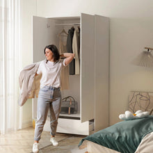 Load image into Gallery viewer, Modern Armoire Wardrobe Closet Cabinet with Storage Drawer in White Wood Finish