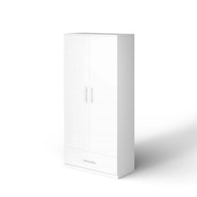 Load image into Gallery viewer, Modern Armoire Wardrobe Closet Cabinet with Storage Drawer in White Wood Finish