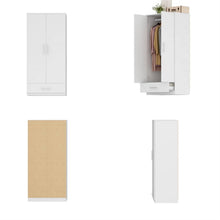 Load image into Gallery viewer, Modern Armoire Wardrobe Closet Cabinet with Storage Drawer in White Wood Finish