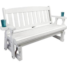 Load image into Gallery viewer, 4ft Heavy Duty Amish Porch Glider Bench in White with Cupholders - Made in USA