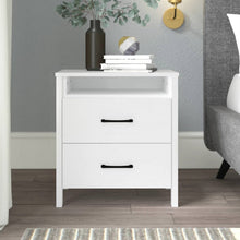 Load image into Gallery viewer, Modern 2-Drawer Bedside Table Nightstand in White Wood Finish