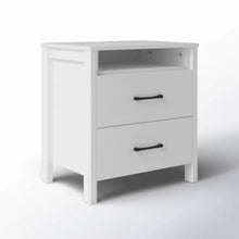 Load image into Gallery viewer, Modern 2-Drawer Bedside Table Nightstand in White Wood Finish