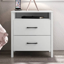 Load image into Gallery viewer, Modern 2-Drawer Bedside Table Nightstand in White Wood Finish