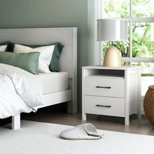 Load image into Gallery viewer, Modern 2-Drawer Bedside Table Nightstand in White Wood Finish
