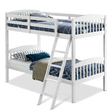 Load image into Gallery viewer, Twin over Twin Wooden Bunk Bed with Ladder in White Wood Finish