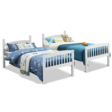 Load image into Gallery viewer, Twin over Twin Wooden Bunk Bed with Ladder in White Wood Finish