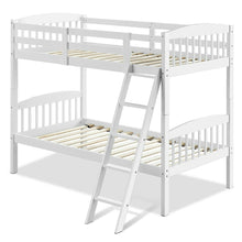 Load image into Gallery viewer, Twin over Twin Wooden Bunk Bed with Ladder in White Wood Finish