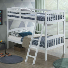 Load image into Gallery viewer, Twin over Twin Wooden Bunk Bed with Ladder in White Wood Finish