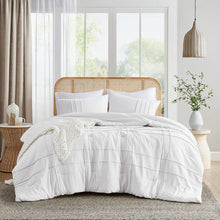 Load image into Gallery viewer, Full/Queen Size Microfiber Pleated Soft Washed Comforter Set White