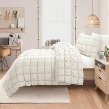 Load image into Gallery viewer, Twin/XL Soft Lightweight Puff Textured 2-Piece Comforter Set in Off White