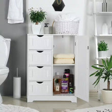 Load image into Gallery viewer, Modern Farmhouse 4-Drawer Bathroom Linen Cabinet in White Wood Finish