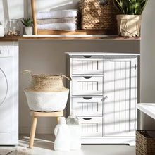 Load image into Gallery viewer, Modern Farmhouse 4-Drawer Bathroom Linen Cabinet in White Wood Finish