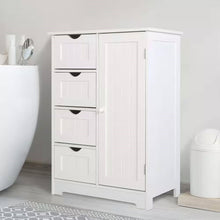 Load image into Gallery viewer, Modern Farmhouse 4-Drawer Bathroom Linen Cabinet in White Wood Finish