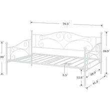 Load image into Gallery viewer, Twin size Classic Heavy Duty Steel Day Bed Frame in White Metal Finish