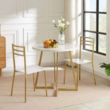 Load image into Gallery viewer, 3-Piece Kitchen Dining Set with Round White Faux Marble-Top Table and 2 Chairs