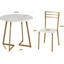 Load image into Gallery viewer, 3-Piece Kitchen Dining Set with Round White Faux Marble-Top Table and 2 Chairs