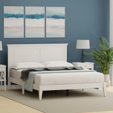 Load image into Gallery viewer, Queen Traditional Solid Oak Wooden Platform Bed Frame with Headboard in White