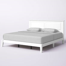 Load image into Gallery viewer, King Traditional Solid Oak Wooden Platform Bed Frame with Headboard in White