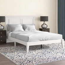 Load image into Gallery viewer, Full Traditional Solid Oak Wooden Platform Bed Frame with Headboard in White