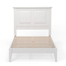 Load image into Gallery viewer, Twin Traditional Solid Oak Wooden Platform Bed Frame with Headboard in White