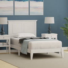 Load image into Gallery viewer, Twin Traditional Solid Oak Wooden Platform Bed Frame with Headboard in White